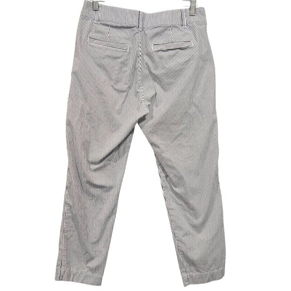 GAP Girlfriend Utility Khaki Pants Railroad Striped Blue Seersucker Size 6 - Picture 3 of 7
